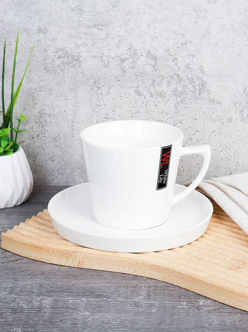 Чайная пара 2 предмета 280 мл ПАРА Модерн белый костяной фарфор / YF8007-ПАРА /уп 6/ в подарочной упаковке со стикером 728426 - ГалеонТрейд фото 3