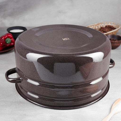 Бак эмалированный, 18 л, d=37.5, с крышкой, без деколи, МИКС