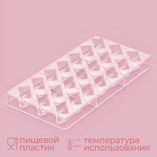 Форма для конфет и шоколада KONFINETTA Плетёный батон, 27.5?17.5?2.5 см, 21 ячейка 3.5?1.5?1.5 см, прозрачная  фото 2