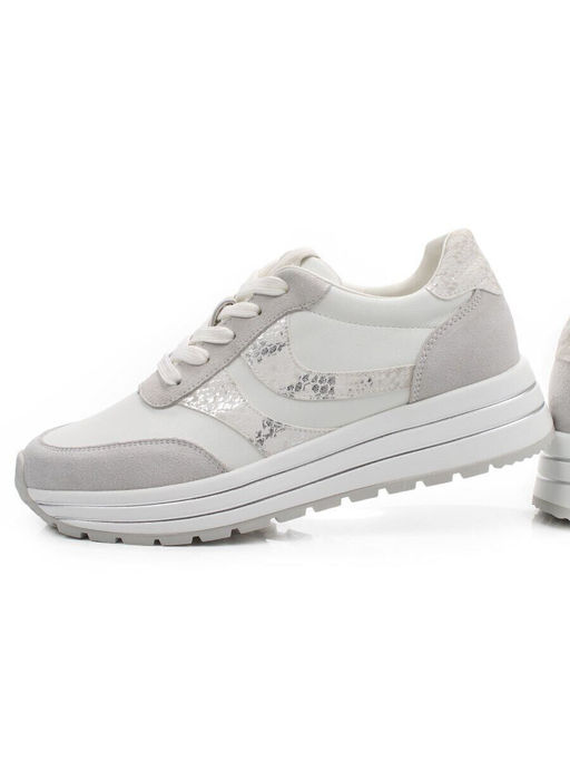 03-A1003-9 WHITE/LT. GRAY Кроссовки женские (натуральная кожа, натуральная замша)