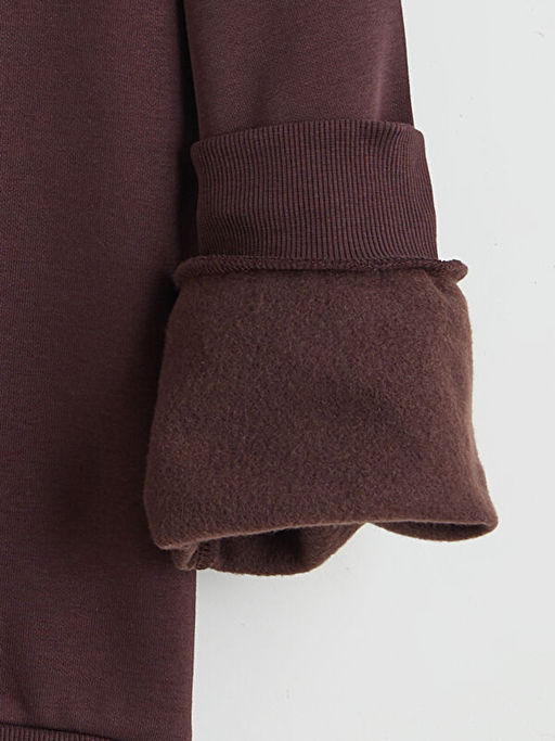 Bisiklet Yaka Bask?l? K?z ?ocuk Kal?n Sweatshirt