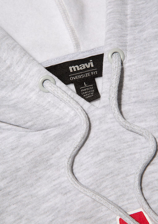 Mavi Logo Bask?l? Kapusonlu Gri Sweatshirt  фото 6