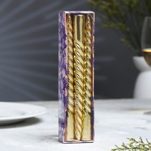 Набор свечей витых, 1.9×20 см, 6 шт., золотой металлик