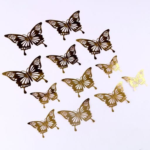Набор для украшения Бабочки, набор 12 шт, цвет золото - Страна карнавалия фото 2
