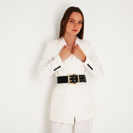 Ремень женский, ширина 6 см, пряжка металл, люверсы, цвет чёрный - Simaland фото 2