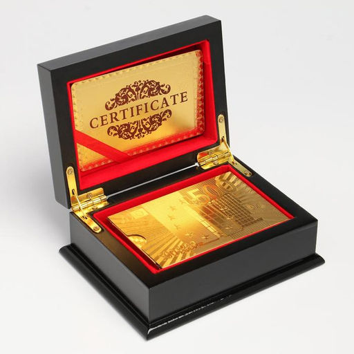 Карты игральные пластиковые 500 евро, 54 шт, 30 мкм, 8.7 х 5.7 см, золотистые, в шкатулке - Simaland фото 5