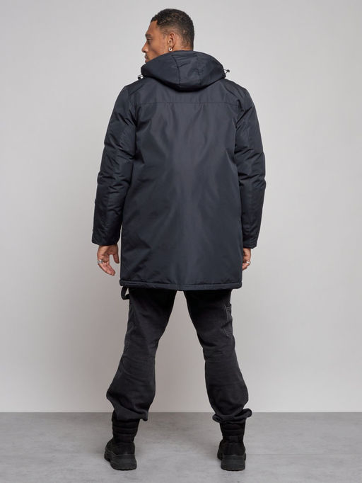 Парка мужская зимняя удлиненная молодежная темно-синего цвета 8302TS - Wonderrman фото 5