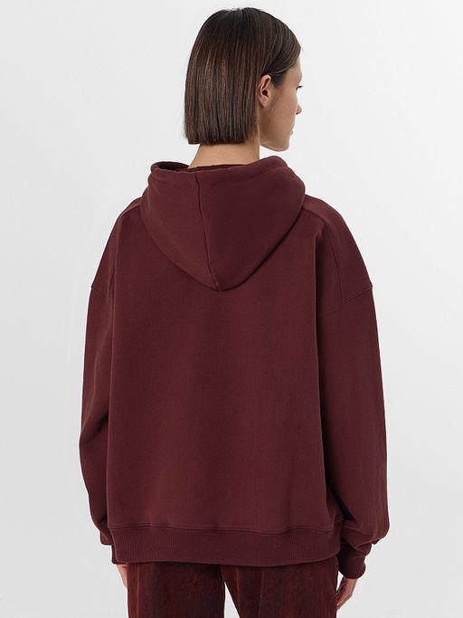 Теплое худи женское коричневое с начесом