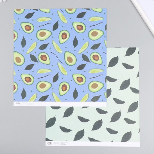 Цена за 5 шт. Бумага для скрапбукинга двусторонняя «Авокадо», плотность 180 г, 30.5×32 см