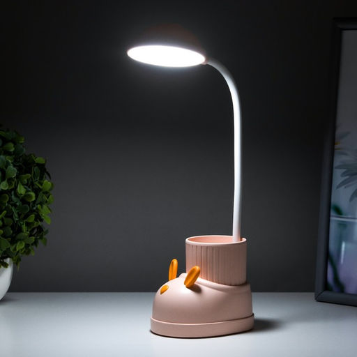 Лампа настольная «Ботинок заяц» LED 3 режима 3 Вт USB органайзер розовый 8×11×31 см RISALUX