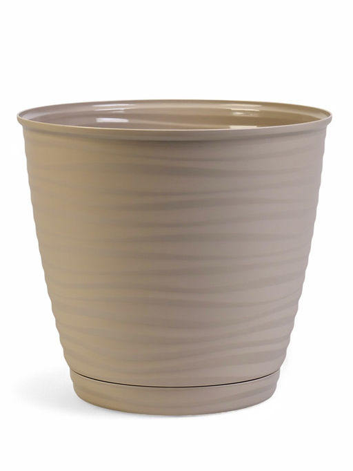 Горшок для цветов с поддоном Saffron, 9.1 л, d=26.7 см, h=24.5 см, пластиковый, бежевый
