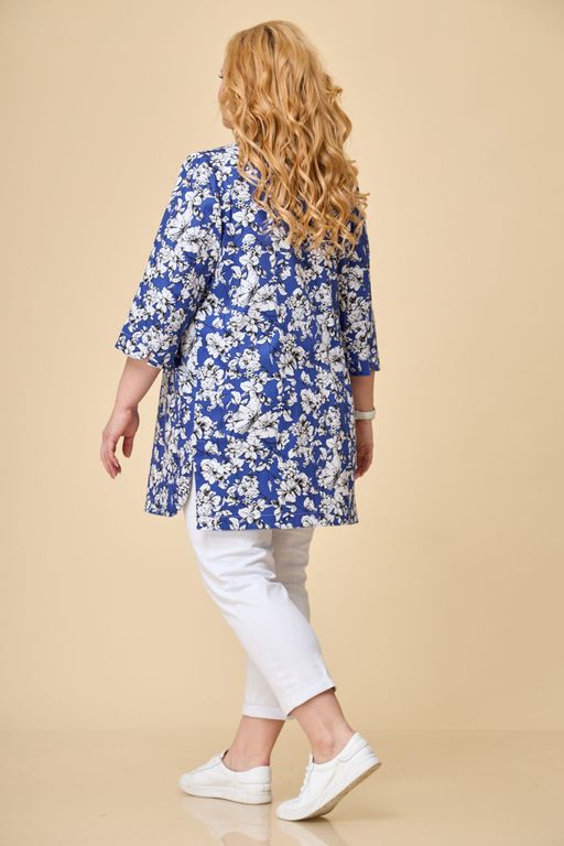 Жакет БелЭльСтиль 756 сине-белые цветы фото 2