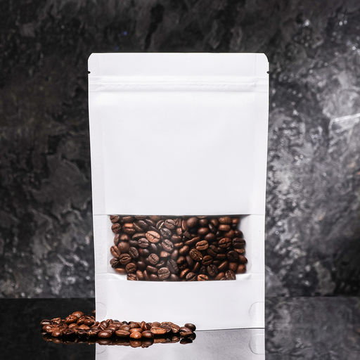 Цена за 100 шт. Пакет Zip-lock Крафт с прямоугольным окном, белый,14×22×4 см