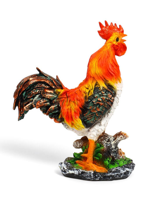 Садовая фигура из полистоуна «Петух на камне», 42×32×13 см