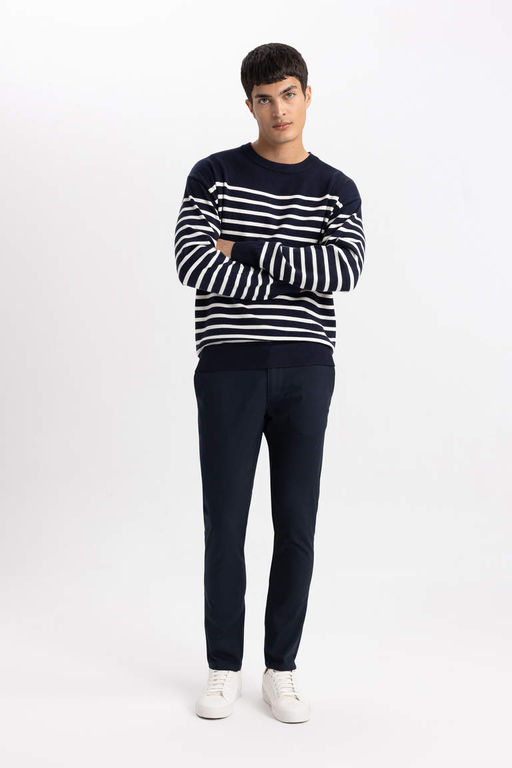 Брюки-чиносы узкого кроя из габардина и парусины - Defacto фото 2