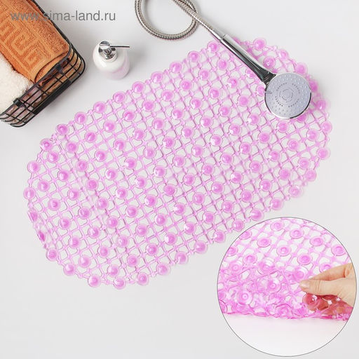 Коврик противоскользящий в ванну на присосках Доляна «Капли воды», 36×65 см, МИКС