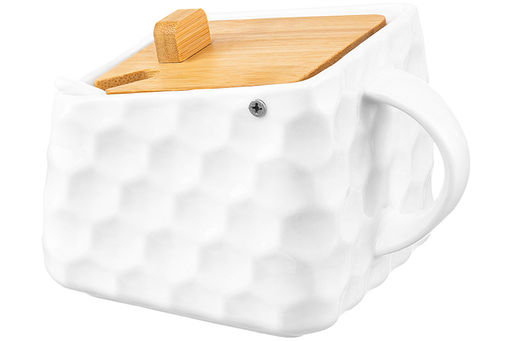 Банка для сыпучих продуктов 750 мл 15*12*10,5 см Соты + ложка + откидная бамбук.крышка - Elan gallery фото 14