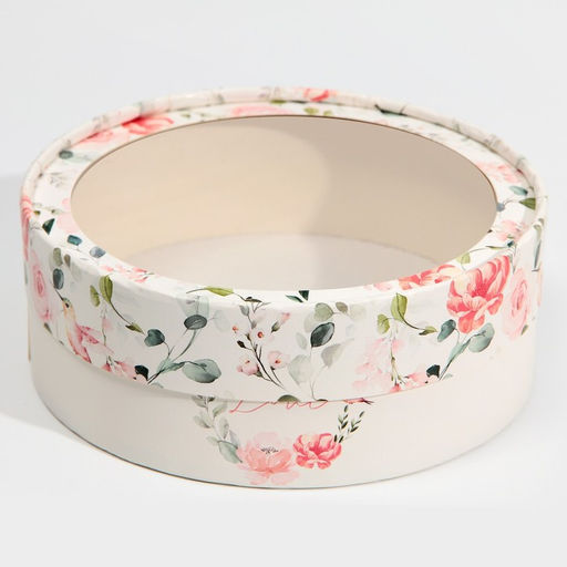 Коробка для макарун, кондитерская упаковка тубус с окном, Love, 16×16×5 см