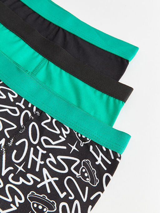 Bask?l? Pamuklu Erkek ?ocuk Boxer 3l? - Waikiki фото 3