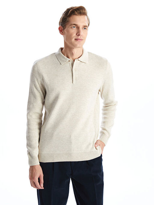 Polo Yaka Uzun Kollu Erkek Triko Kazak