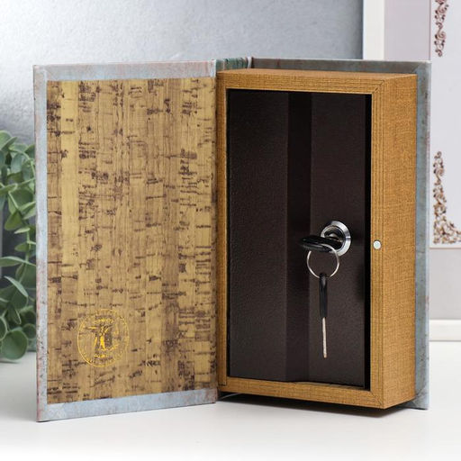 Шкатулка книга - сейф «Лопе де Вега. Драматические произведения», дерево, искусственная кожа, серая, 21×13×5 см