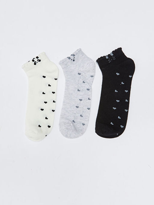 Desenli Kad?n Patik ?orap 3l?