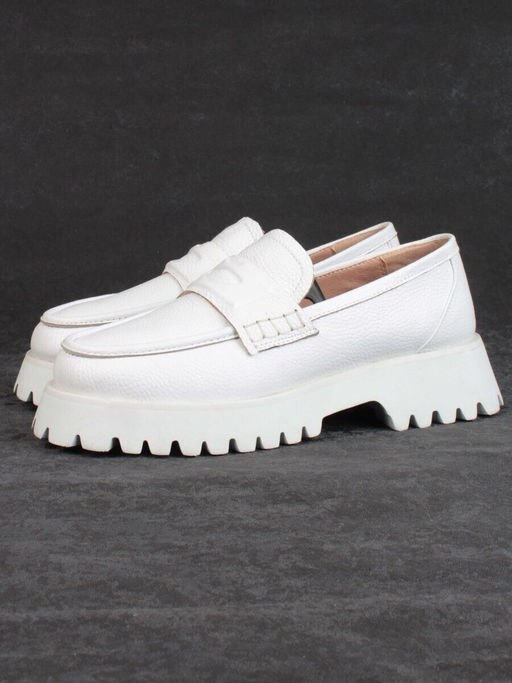 03-YP9860B WHITE Лоферы женские (натуральная кожа)