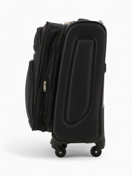 Чемодан на колёсах Royalbag маленький 46 л (S), на молнии, с увеличением, кодовый замок, 4 колеса, чёрный