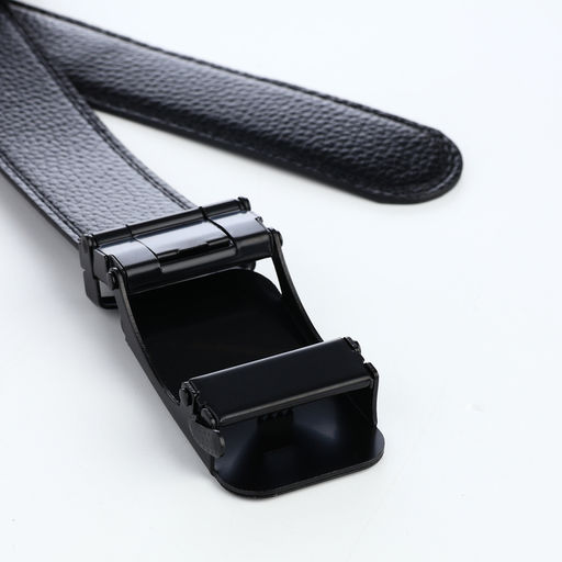 Ремень мужской, 120×3.5 см, кожа под флотер, пряжка автомат, прошив, чёрный