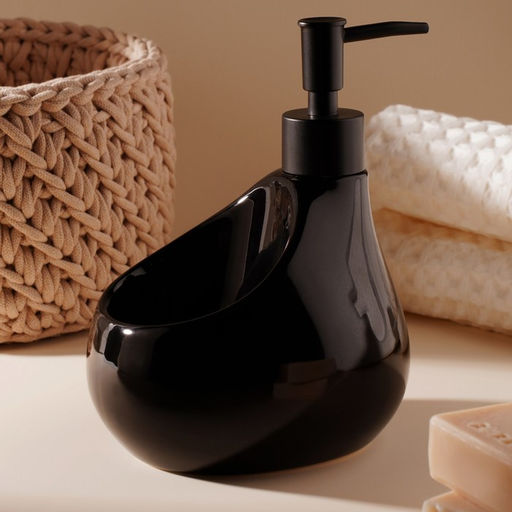 Дозатор для мыла с подставкой для губки Drop, 450 мл, цвет чёрный - Sima-land home фото 5