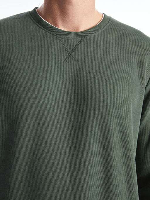 Bisiklet Yaka Uzun Kollu Erkek Sweatshirt