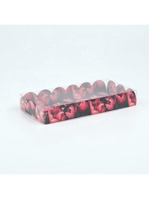 Цена за 5 шт. Коробка для кондитерских изделий с пластиковой крышкой «8 Марта», 10.5×21×3 см