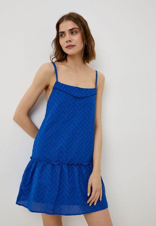 Платье из хлопковой ткани с перфорированным зигзагообразным узором - Incity фото 8