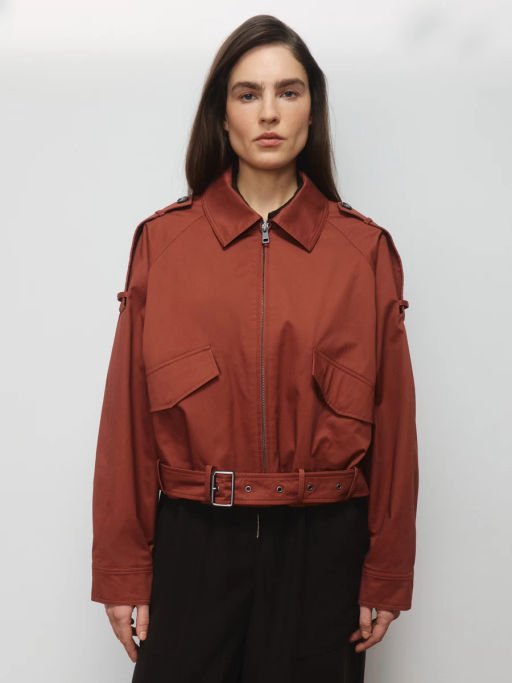 Хлопковая укороченная куртка с ремнем ZR2604102204-21 / Zarina  фото 3