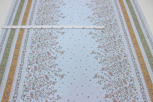 Штапель Премиум Нежные пейсли с каймой цв.голубой, СОРТ2, ш.1.45м, вискоза-100%, 120гр/м.кв - Купава фото 15
