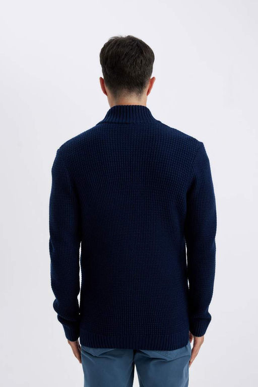 Вафельный кардиган стандартной посадки с водолазкой - Defacto фото 6