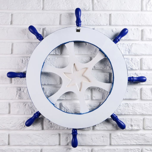 Декор настенный, панно Штурвал. Добро пожаловать на борт, синий, 62 см - Simaland фото 4