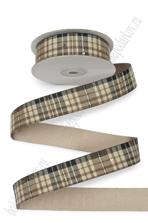 Лента декоративная двусторонняя "Клетка" 2,5 см*10 ярд (SF-7542) №1
