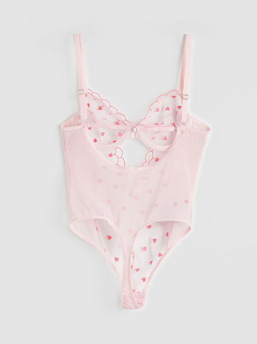 Balenli Dolgusuz Kalp Nak??l? Brode Bodysuit - Waikiki фото 2