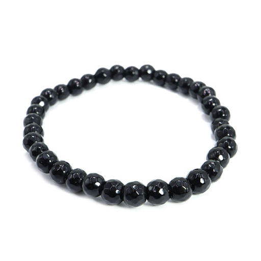 Браслет из камня Черный агат с огранкой защита от дурного глаза порчи и соперниц 6мм