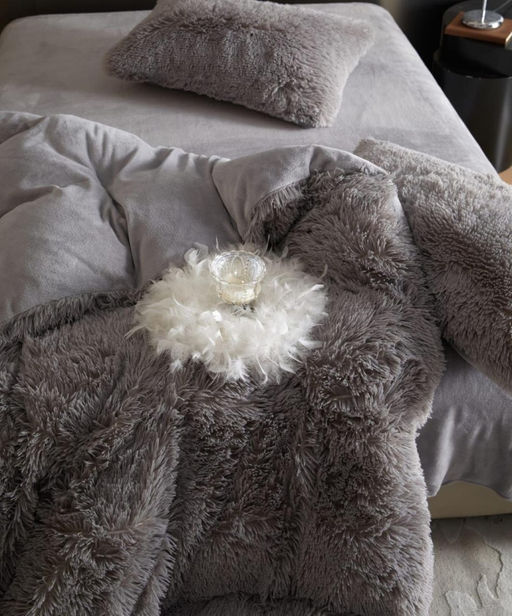 Меховой КПБ Mency Однотонный MMENO004 Евро