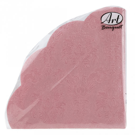 Салфетки бумажные "Art Bouquet Rondo" д32см, 3-х слойные, 12 штук в упаковке, 100% целлюлоза, "Барокко. Розовый с перламутром" (Россия)
