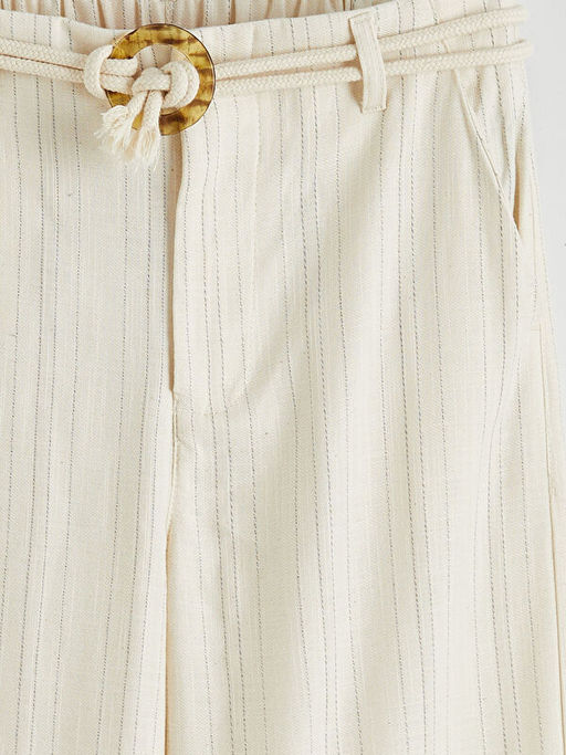 Beli Lastikli ?izgili K?z ?ocuk Pantolon