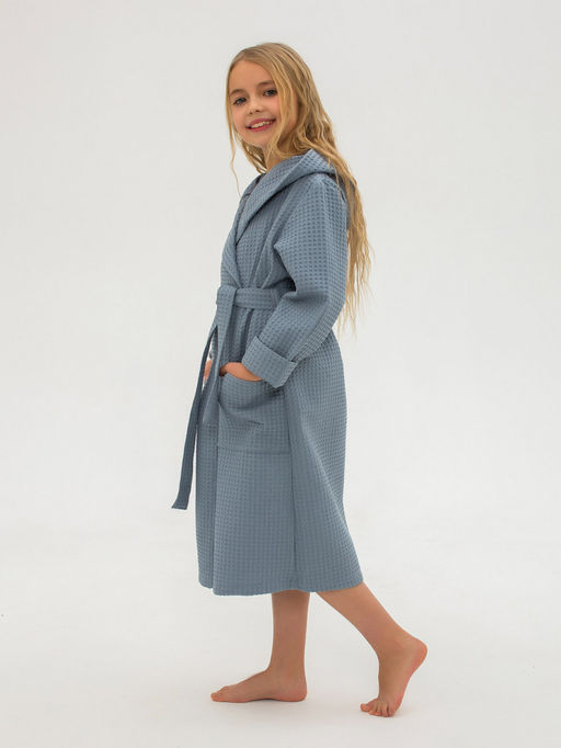 ХАЛАТ ПОДРОСТКОВЫЙ С КАПЮШОНОМ ВП-СЕР-973 - Ашматекс фото 2