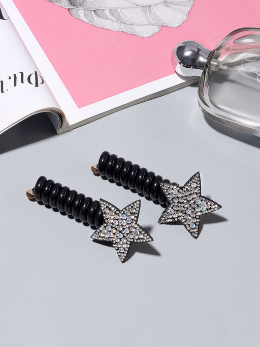 Цена за 3 шт. Резинки для волос «Пружинка-звёздочка», набор 2 шт., 9.5×1.5 см, чёрные