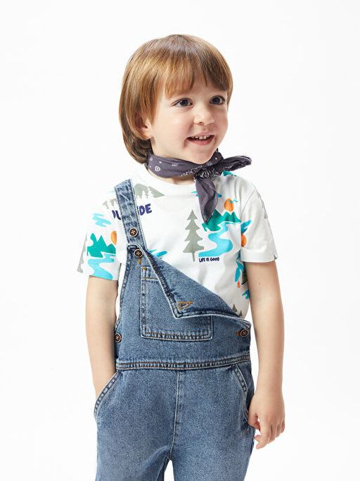 Bisiklet Yaka Bask?l? Erkek Bebek Ti??rt