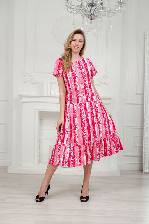 Платье женское из кулирки Кармелита малиновая роза