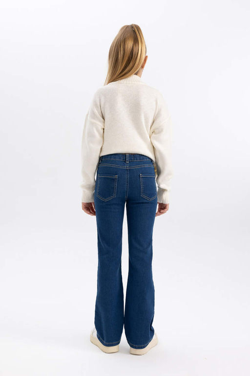 Расклешенные джинсовые брюки для девочек - Defacto фото 7