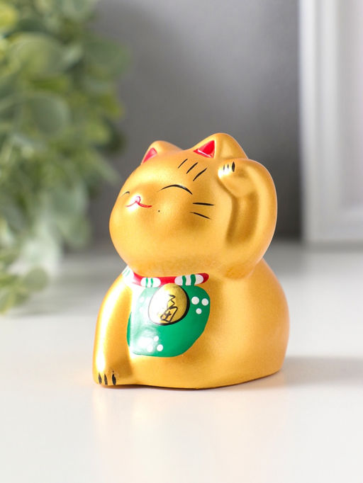 Фигурка керамика «Котик Манэки-нэко золотой», 5.3×7.3×6 см