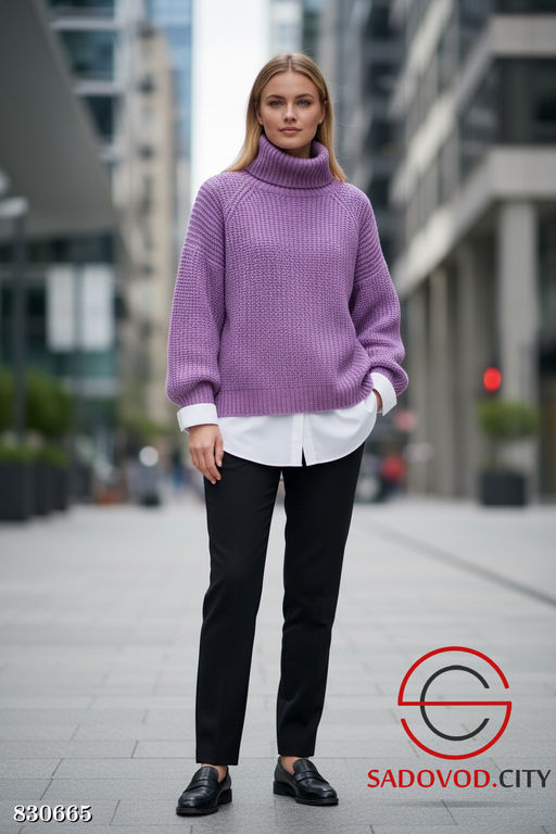 Свитер вязаный однотонный